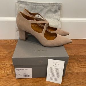Aquatalia Madeline nude suede waterproof pumps